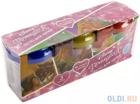 НАБОР "ТЕСТО ДЛЯ ЛЕПКИ" "MULTIART" ПРИНЦЕССЫ DISNEY (3 ШТ.Х50 ГР.+ФОРМОЧКИ) В КОР. в кор.2*24шт