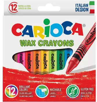 Набор восковых мелков CARIOCA WAX CRAYONS, картонная коробка, 12 цв, с европод.
