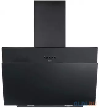 наклонная вытяжка, 60 см, механический контроль, черные кнопки,3 скорости работы, производительность 900 м3/ч, LED освещение, черный, металл, стекло,