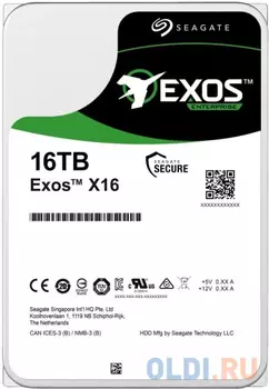 Накопитель на жестком магнитном диске Seagate Жесткий диск Exos X16 HDD 16TB 512E ST16000NM002G 3.5" SAS 12Gb/s 256Mb 7200rpm