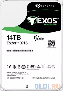 Накопитель на жестком магнитном диске Seagate Жесткий диск Exos X16 HDD 14TB 512E ST14000NM002G 3.5" SAS 12Gb/s 256Mb 7200rpm