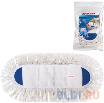Насадка МОП плоская 40 см для швабры-рамки, карманы, хлопок, ЛАЙМА, 601481