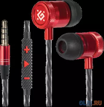 Гарнитура Defender Pollaxe черный + красный, кабель 1,2 м