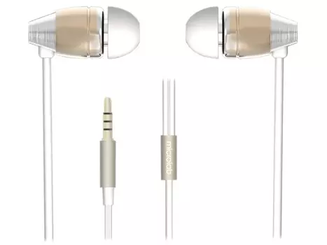 Наушники Microlab K765P Gold Проводные / Внутриканальные с микрофоном / 30 - 20000 Гц / 98 дБ / Двустороннее / miniJack 3.5 мм (4 pin)