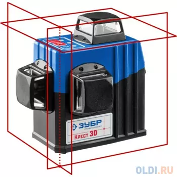 Нивелир лазерный линейный "Крест-3D-2", ЗУБР Профессионал 34908-2, двухлучевой, 20м / 50м (с приемником), точн. 0,3 мм/м, штатив
