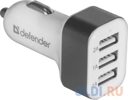 Автомобильное зарядное устройство Defender UCA-03 4A 3 x USB белый 83570