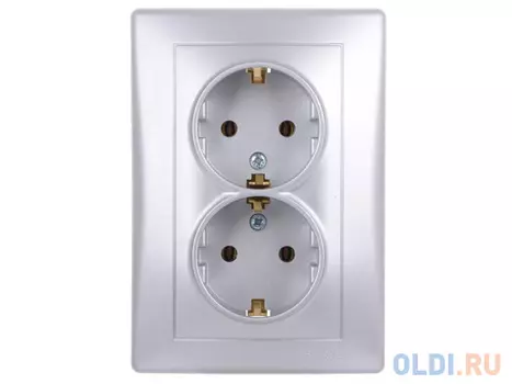Розетка Schneider Electric электрическая двойная алюминий SDN3000660