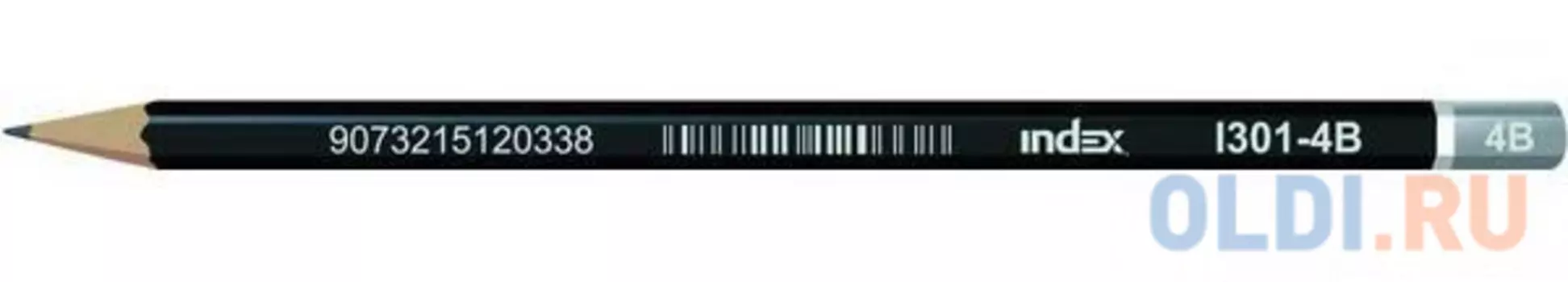 Карандаш графитовый Index I301-4B черный корпус