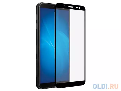 Закаленное стекло с цветной рамкой (fullscreen) для Samsung Galaxy J8 (2018) DF sColor-52 (black)