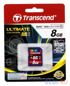 Карта памяти SDHC 8Gb Transcend UHS-I Class10 (TS8GSDHC10U1)