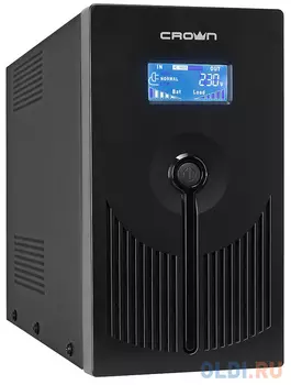 UPS CROWN 1200VA / 720W, metal, 2x12V / 9AH, 8 * IEC sockets + 1*IEC С13 bybass, AVR 140-290V, 1.8m