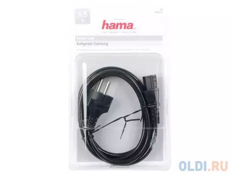 Кабель питания для бытовой электроники 1.5м Hama H-44219 с заземлением черный