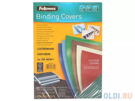 Обложка Delta A4 Fellowes. Цвет: темно-зеленый, 100 шт, тиснение под кожу, шт (FS-53715)