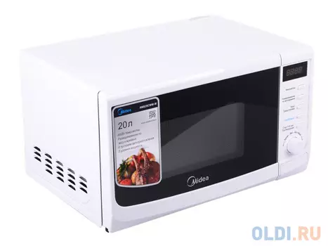 Микроволновая печь MIDEA AM820CWW-W 20л, тактовое управление, мощность 800 Ватт, цвет белый, внутреннее покрытие - эмаль, открытие дверцы - кнопка, та