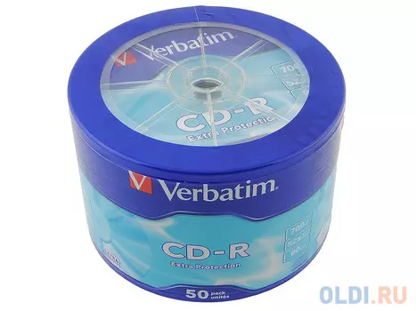 Диски CD-R 80min 700Mb Verbatim 52x Shrink/50 43728