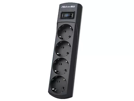 Surge protector Pilot m Max 4 euro outlets, 15А/3.3кВа, 3m, black
