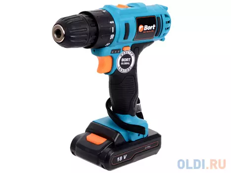 Дрель-шуруповерт аккумуляторная Bort BAB-18Ux2Li-FDK 1500mAh; 18в; 2 аккум. в компл; 2 скорости; быстрозажимной патрон