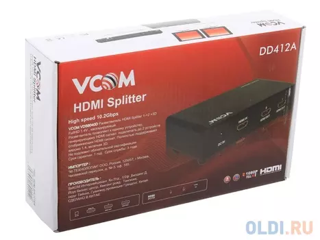 Разветвитель HDMI Splitter 1 to 2 HDP102 VCOM