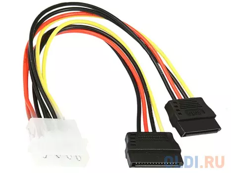 Кабель питания SATA Molex(4pin, БП) - 2xSATA (на 2 устройства) 15см,Gembird CC-SATA-PSY, пакет