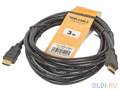 Кабель цифровой HDMI19M to HDMI19M, V1.4+3D, 3m, TV-COM
