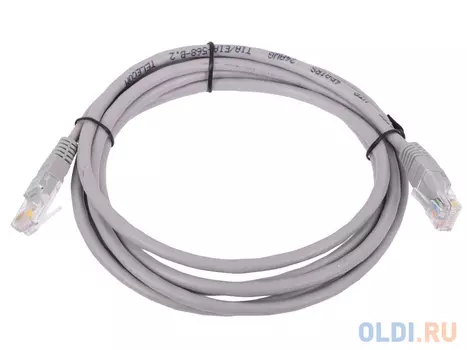 Патч-корд литой "Telecom" UTP кат.5е 2,0м серый <NA102--2M