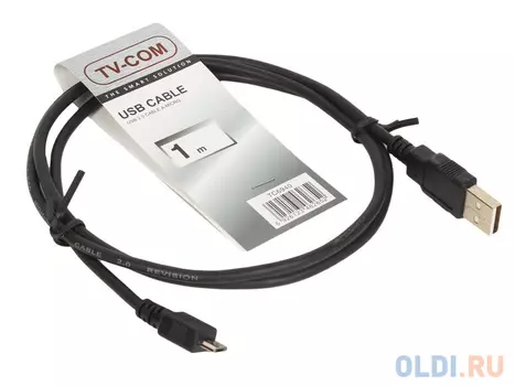 Кабель microUSB 1м TV-COM круглый черный