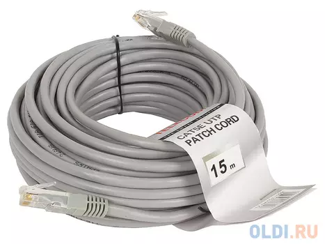 Патч-корд литой "Telecom" UTP кат.5е 15,0м серый <NA102--15M