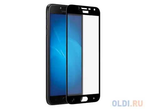 Закаленное стекло с цветной рамкой (fullscreen + fullglue) для Samsung Galaxy J4 (2018) DF sColor-42 (black)