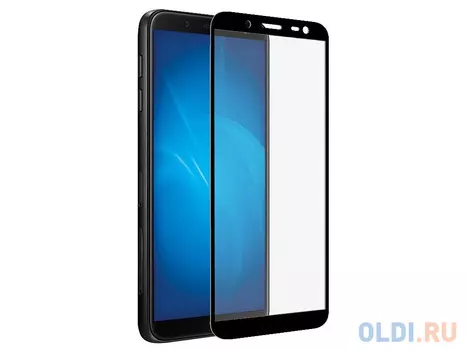 Закаленное стекло с цветной рамкой (fullscreen + fullglue) для Samsung Galaxy J8 (2018) DF sColor-46 (black)