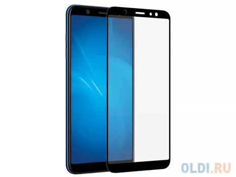 Закаленное стекло с цветной рамкой (fullscreen + fullglue) для Samsung Galaxy A6 (2018) DF sColor-38 (black)