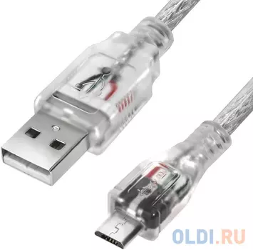 Greenconnect Кабель 1.8m USB 2.0, AM/microB 5pin, прозрачный, 28/28 AWG, экран, армированный, морозостойкий / GCR-UA2MCB2-BB2S-1.8m / Greenconnect Каб