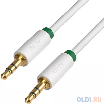 Greenconnect Кабель аудио 1.5m jack 3,5mm/jack 3,5mm белый, зеленая окантовка, ультрагибкий, 28 AWG, M/M, Premium GCR-AVC1662-1.5m, экран, стерео / GC