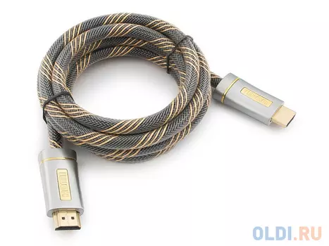 Кабель HDMI Cablexpert, серия Platinum, 1,8 м, v2.0, M/M, позол.разъемы, серебристый метал. корпус, нейлоновая оплетка, блистер CC-P-HDMI02-1.8M