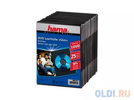Коробка Hama для DVD Slim 25 шт. пластик черный H-51182