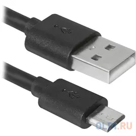 Кабель microUSB 1м Defender USB08-03BH круглый черный