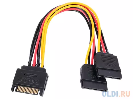 Кабель питания SATA Cablexpert CC-SATAM2F-01, 15pin (M)/2x15pin(F), на 2 SATA устр, 15см