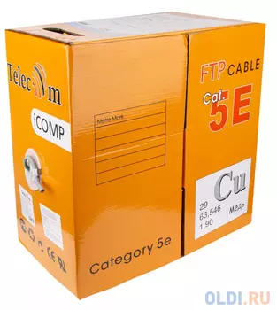 Кабель TELECOM CU FTP 4 пары кат.5e, внешний (90м fluke test) FTP4-TC1200C5EP-CU-OS (бухта 305м)