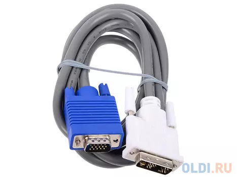 Кабель Hama DVI-VGA 1.8м серый H-45075