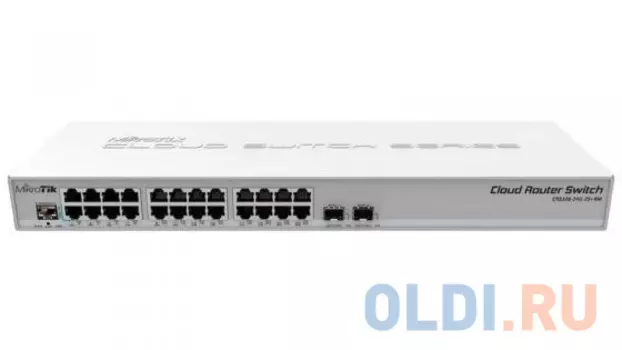 Коммутатор MikroTik CRS326-24G-2S+RM Cloud Router Switch 326-24G-2S+RM with 800 MHz CPU, 512MB RAM, 24xGigabit LAN, 2xSFP+ cages, RouterOS L5 or Switc