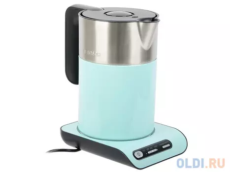 Чайник Bosch TWK8612P 1.5л. 2400Вт серебристый/фисташковый(корпус: стекло)