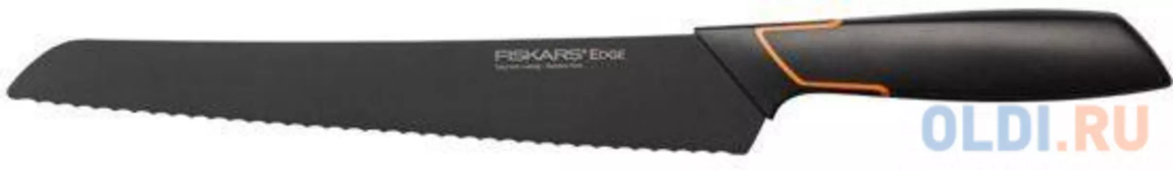 Нож Fiskars Edge (1003093) стальной для хлеба лезв.230мм серрейт. заточка черный/оранжевый