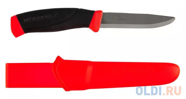 Нож Morakniv Companion F (11828) стальной лезв.99мм серрейт. заточка черный/красный