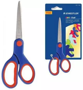 Ножницы STAEDTLER (Штедлер, Германия), 170 мм, резиновые вставки, сине-красные, европодвес