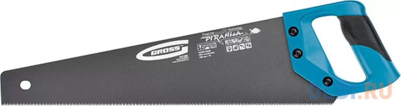 Ножовка GROSS 24107 PIRANHA 500мм 11-12 зубьев на дюйм, по дереву, трехгранная заточка зубьев