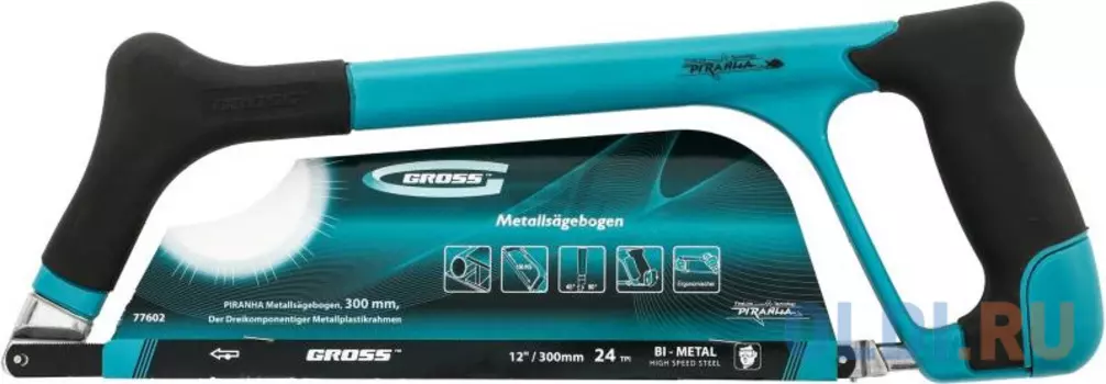 Ножовка GROSS 77602 PIRANHA 300 мм по металлу трехкомпонентная металлопластиковая рамка