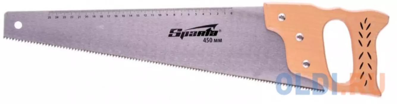 Ножовка по дереву, 450 мм, 7-8 ТРI, каленый зуб, линейка, деревянная рукоятка// Sparta