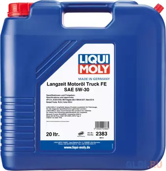 НС-синтетическое моторное масло LiquiMoly Langzeit-Motoroil Truck 5W30 20 л 2383