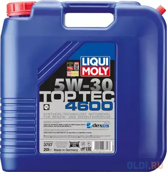 НС-синтетическое моторное масло LiquiMoly Top Tec 4600 5W30 20 л 3757