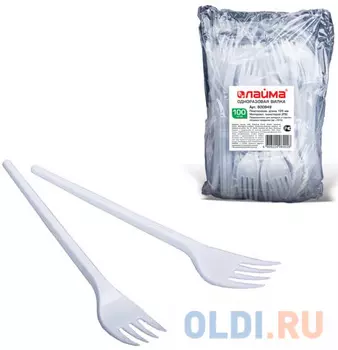 Одноразовые вилки ЛАЙМА Бюджет, комплект 100 шт., пластиковые, 165 мм, 600949