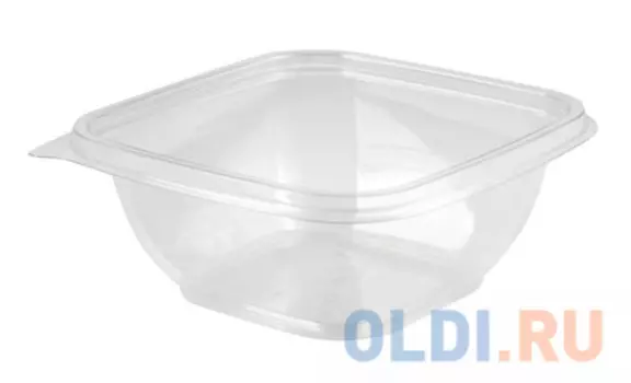 Одноразовый контейнер квадратный, 375 мл, БЕЗ КРЫШКИ, 126х126х51,5 мм, ПЭТ, прозрачный, крышка 604319, СТИРОЛПЛАСТ, СпК-1212-375